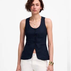 Madewell Navy Button-Front Tailored Vest